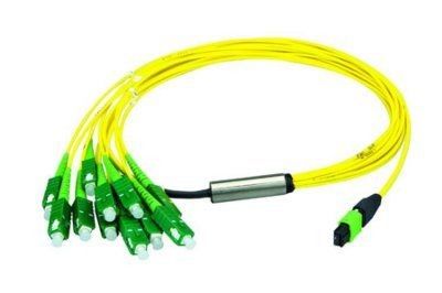 SC / APC 12 Fibers MPO Breakout Cable زرد رنگ برای شبکه ذخیره سازی