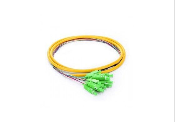 چین SM SX 0.9mm جلیقه کابل Pigtail، 12 پایه کوتاه Pigtails کوتاه با فن از نوع درجه حرارت پایداری بالا تامین کننده
