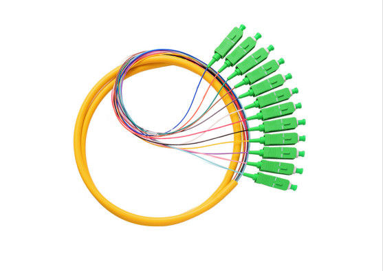 SM SX 0.9mm جلیقه کابل Pigtail، 12 پایه کوتاه Pigtails کوتاه با فن از نوع درجه حرارت پایداری بالا تامین کننده